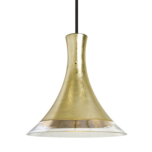 Besa Lighting Rio Stem Pendant, Gold Foil/Clear, Black Finish, 1x60W Incandescent 1TT-RIOGF-BK - main